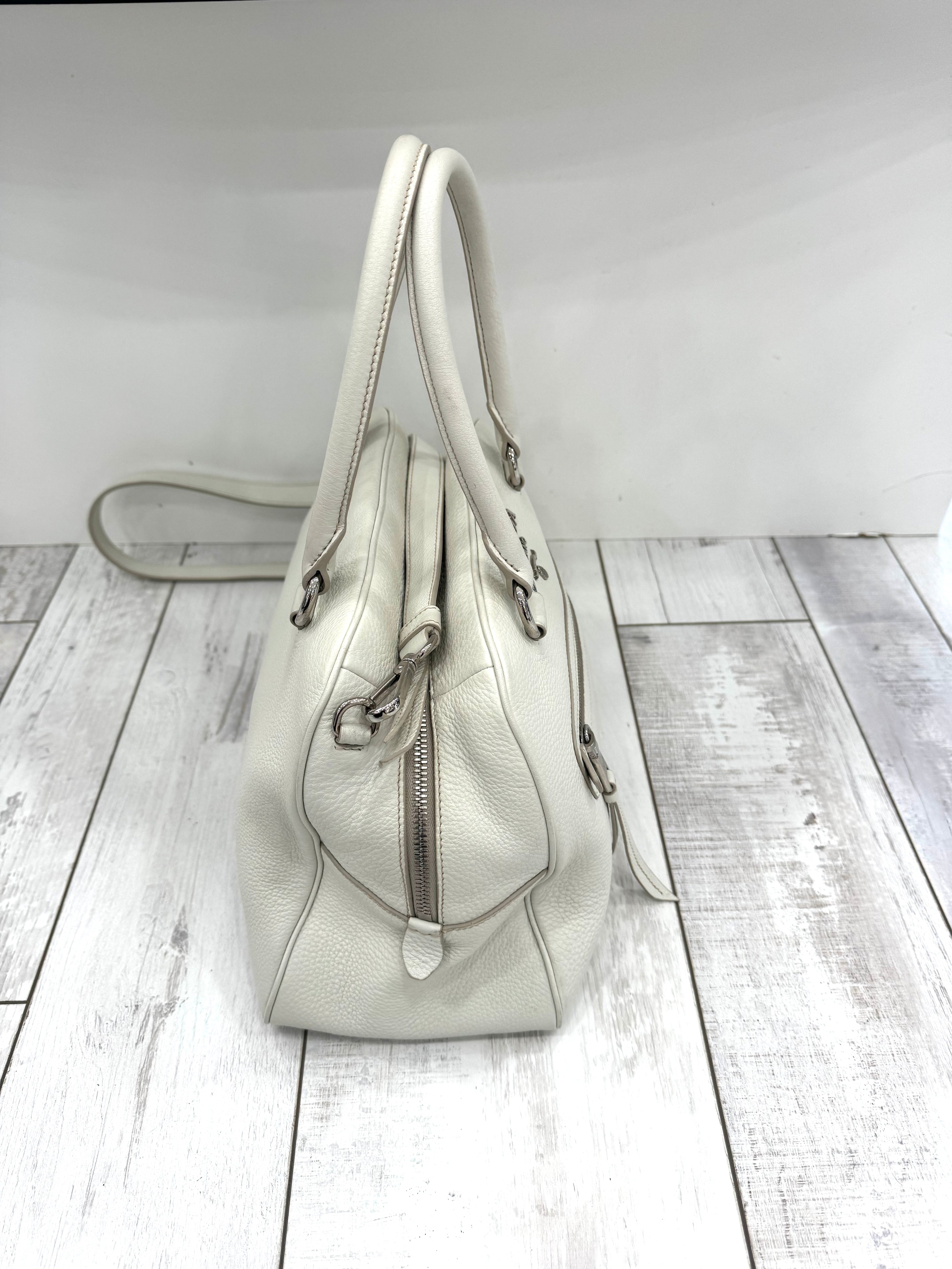 PRADA PEBBLED LEATHER VITELLO PHENIX BOWLING BAG