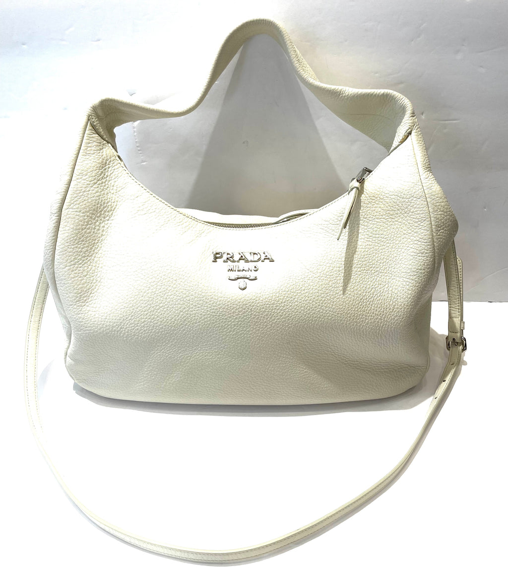 PRADA VITELLO PHENIX CALFSKIN LEATHER HOBO BAG