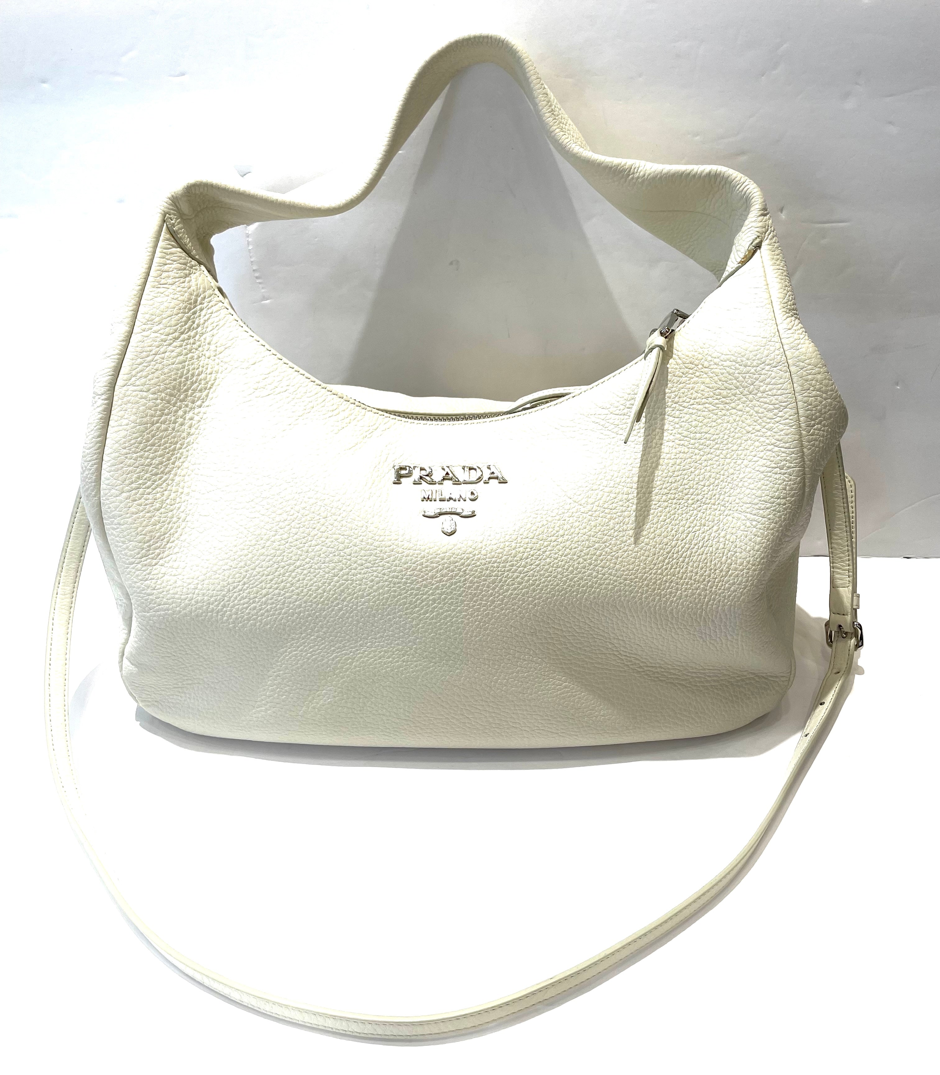 PRADA VITELLO PHENIX CALFSKIN LEATHER HOBO BAG