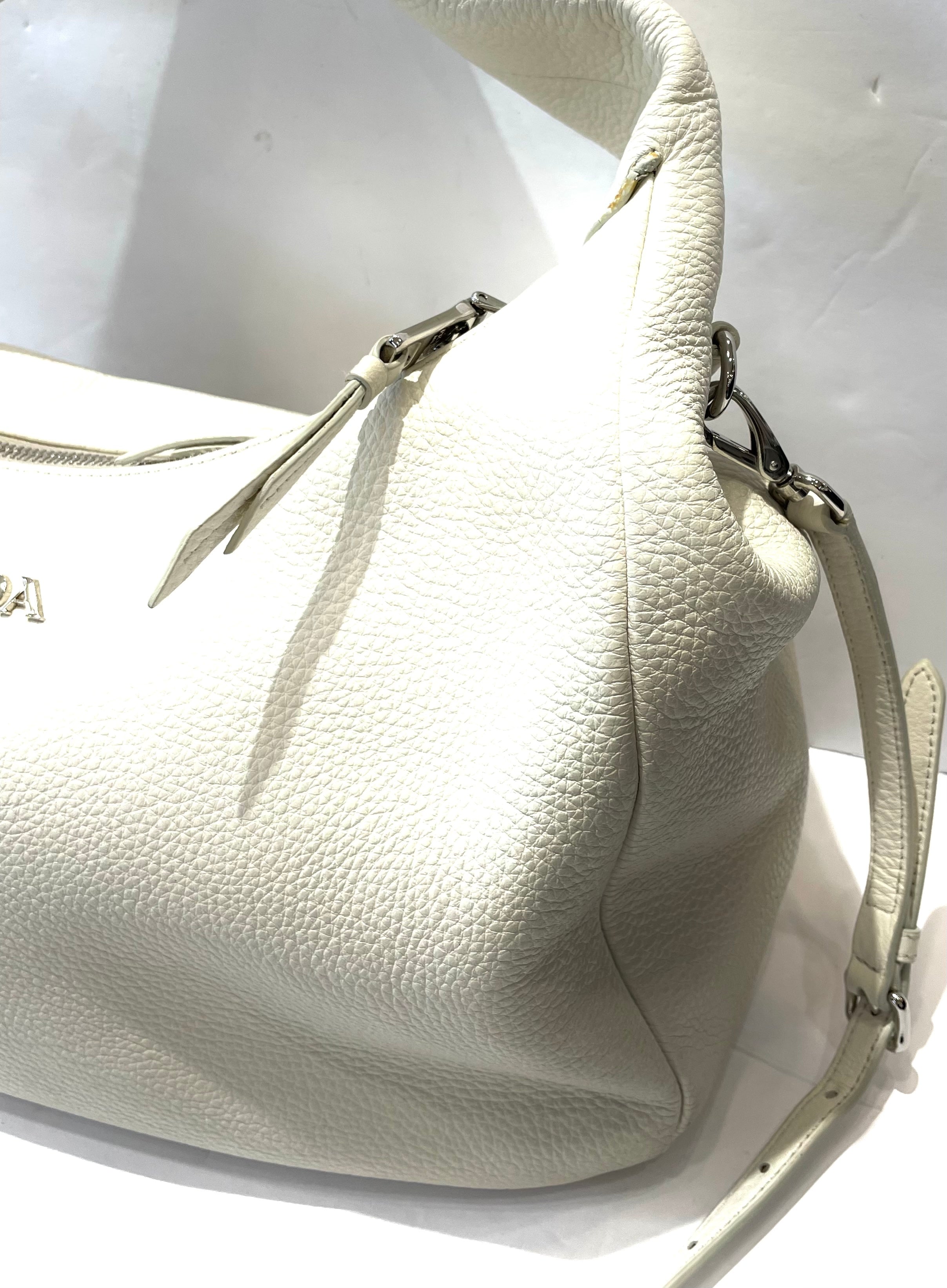 PRADA VITELLO PHENIX CALFSKIN LEATHER HOBO BAG