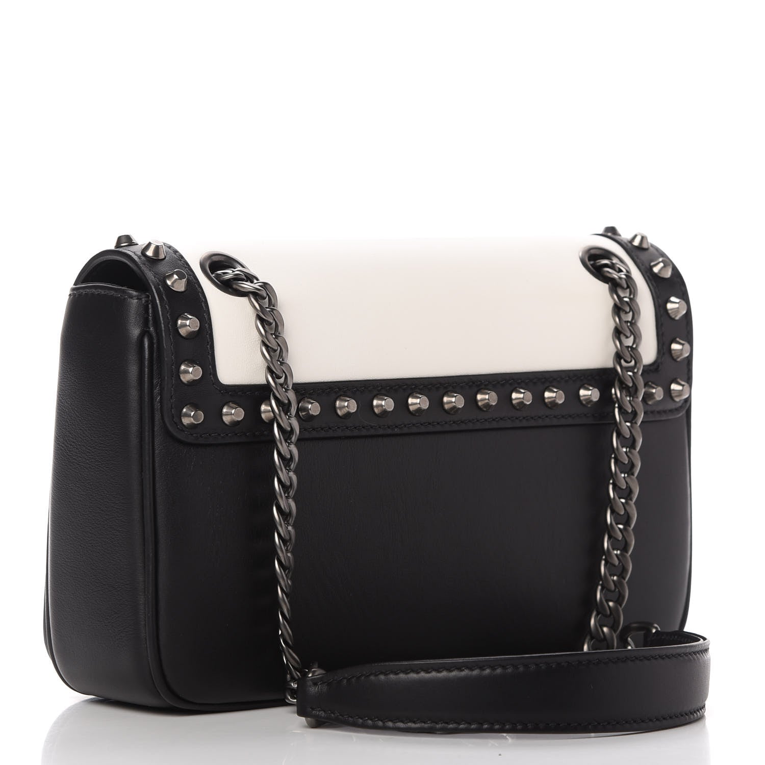 PRADA VITELLO STUDDED CALFSKIN LEATHER CROSSBODY BAG