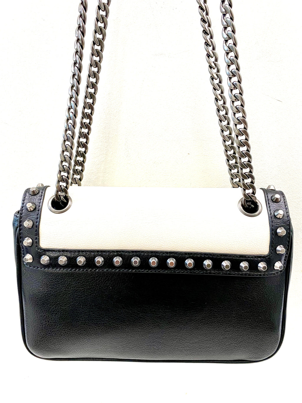 PRADA VITELLO STUDDED CALFSKIN LEATHER CROSSBODY BAG