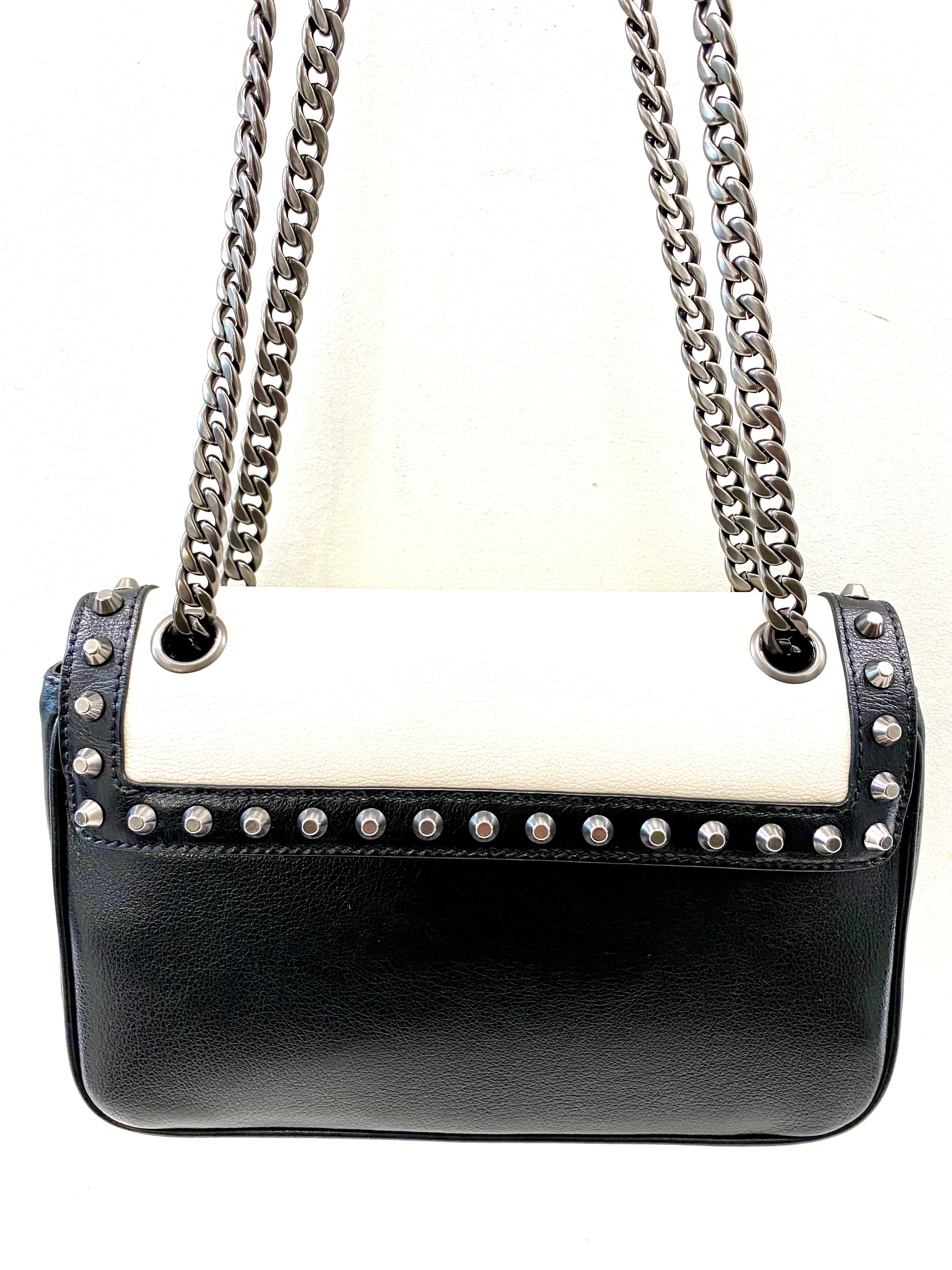 PRADA VITELLO STUDDED CALFSKIN LEATHER CROSSBODY BAG