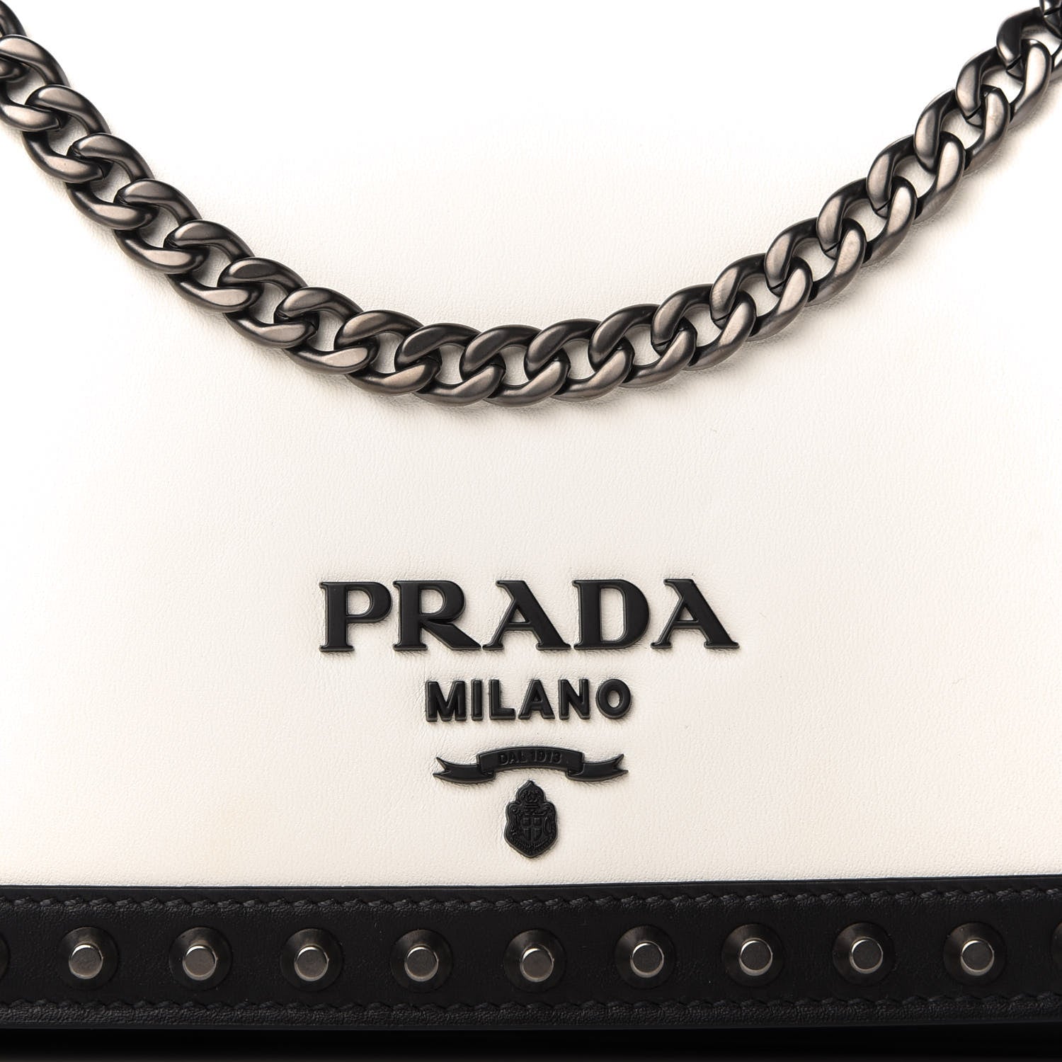 PRADA VITELLO STUDDED CALFSKIN LEATHER CROSSBODY BAG