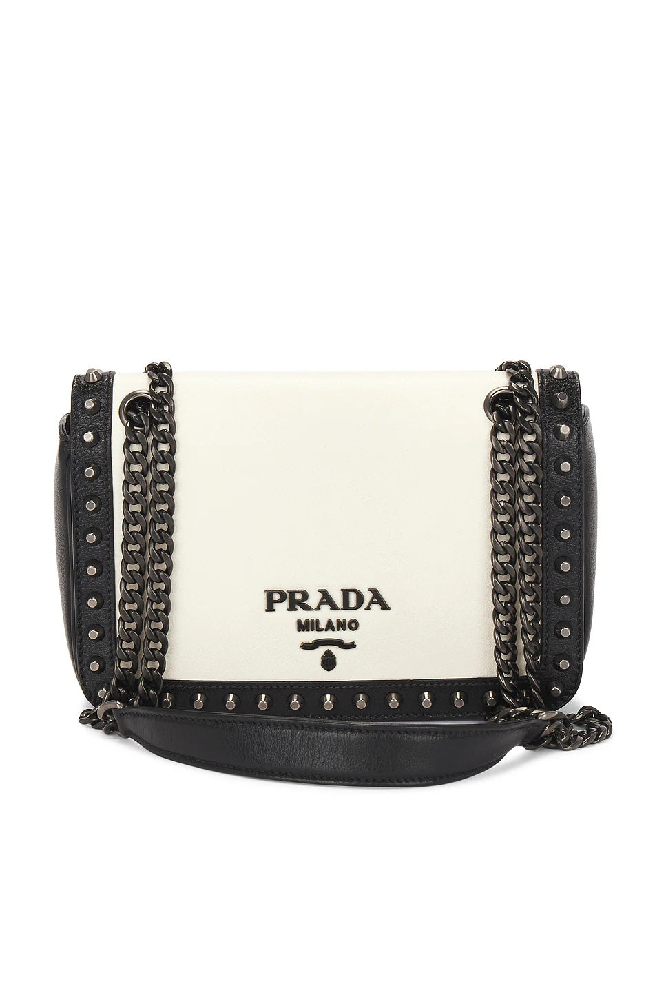 PRADA VITELLO STUDDED CALFSKIN LEATHER CROSSBODY BAG
