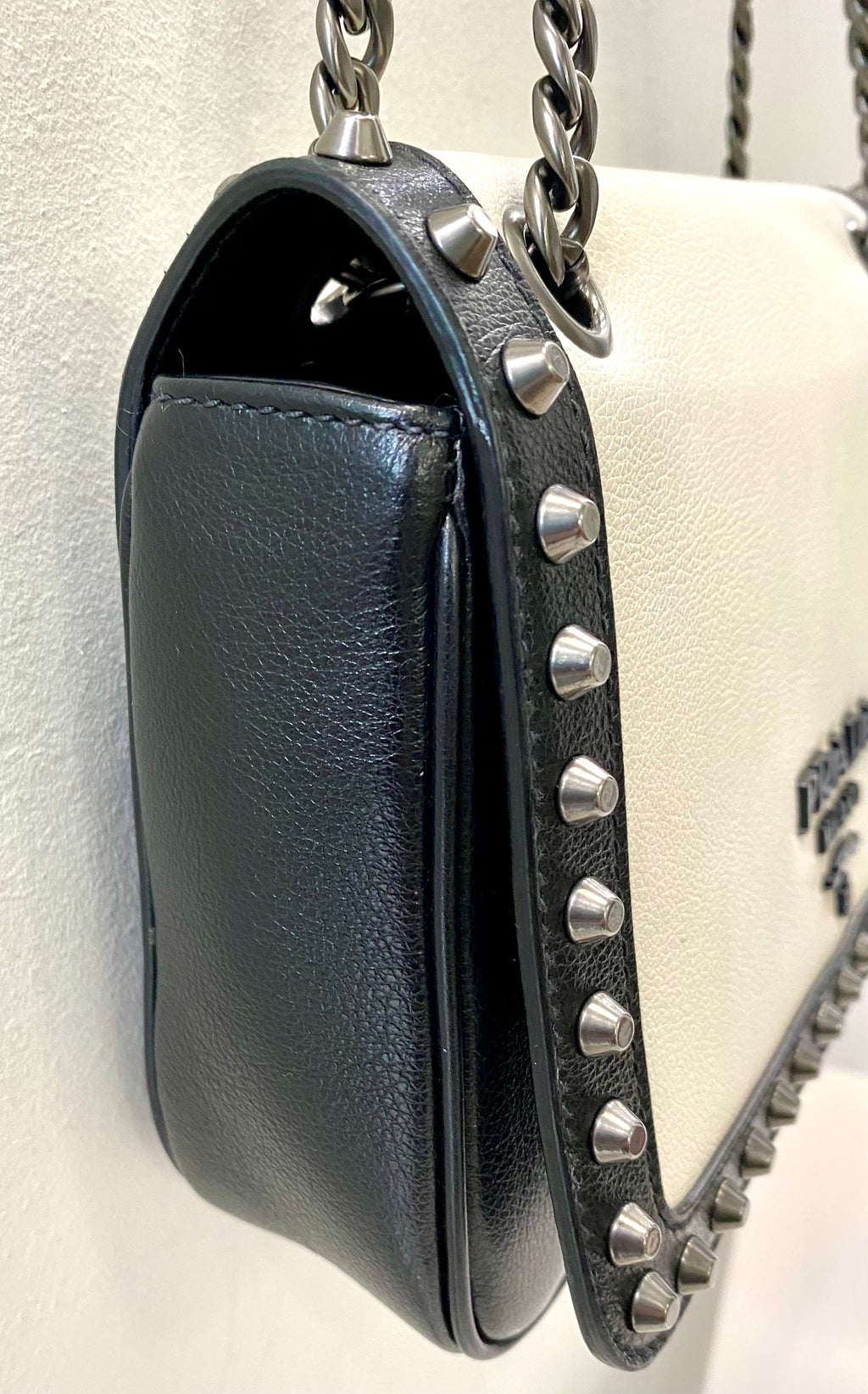 PRADA VITELLO STUDDED CALFSKIN LEATHER CROSSBODY BAG
