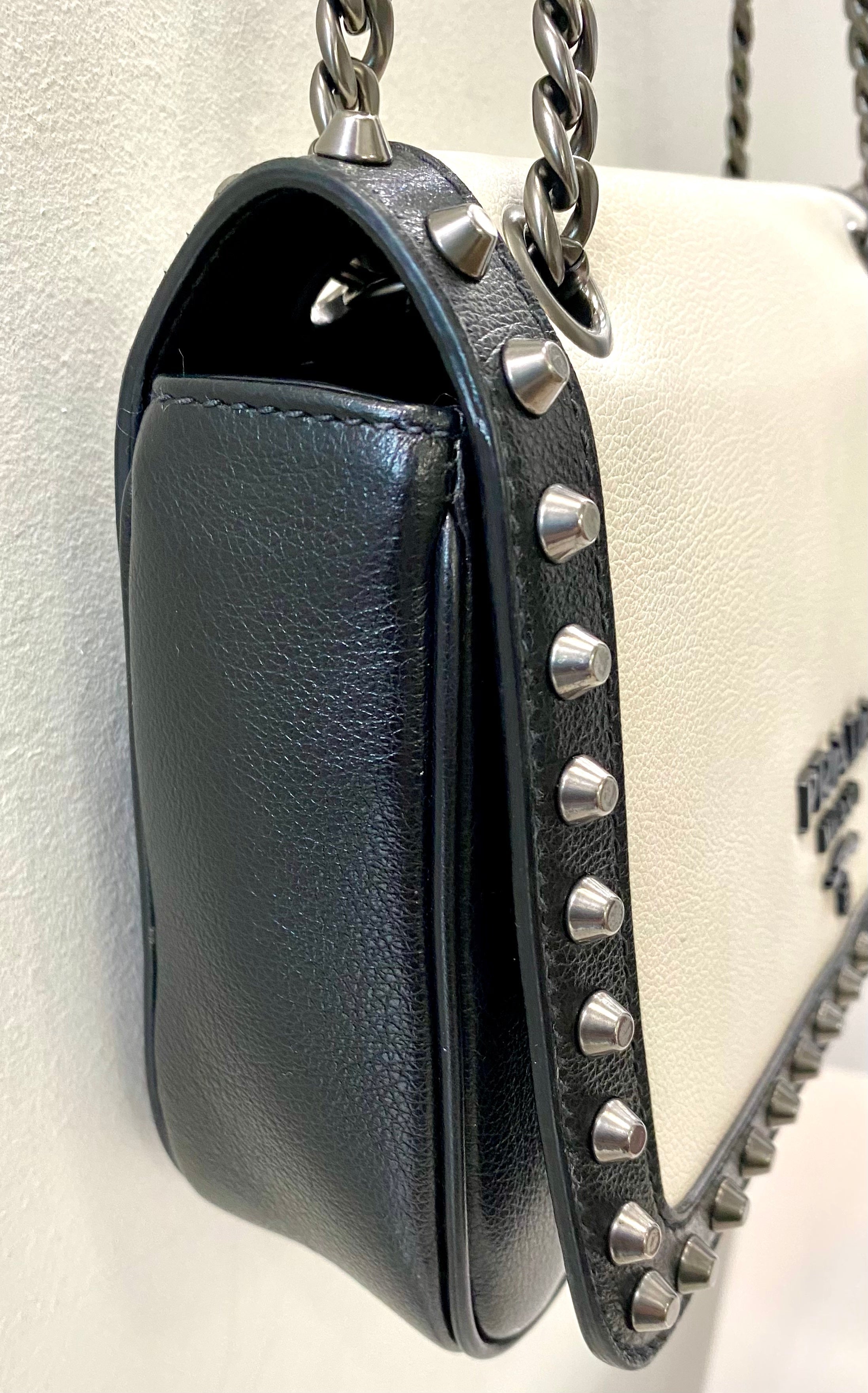 PRADA VITELLO STUDDED CALFSKIN LEATHER CROSSBODY BAG