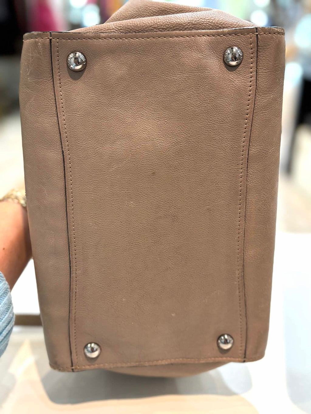 PRADA GLACE LEATHER TWIN POCKET DOUBLE HANDLE TOTE BAG