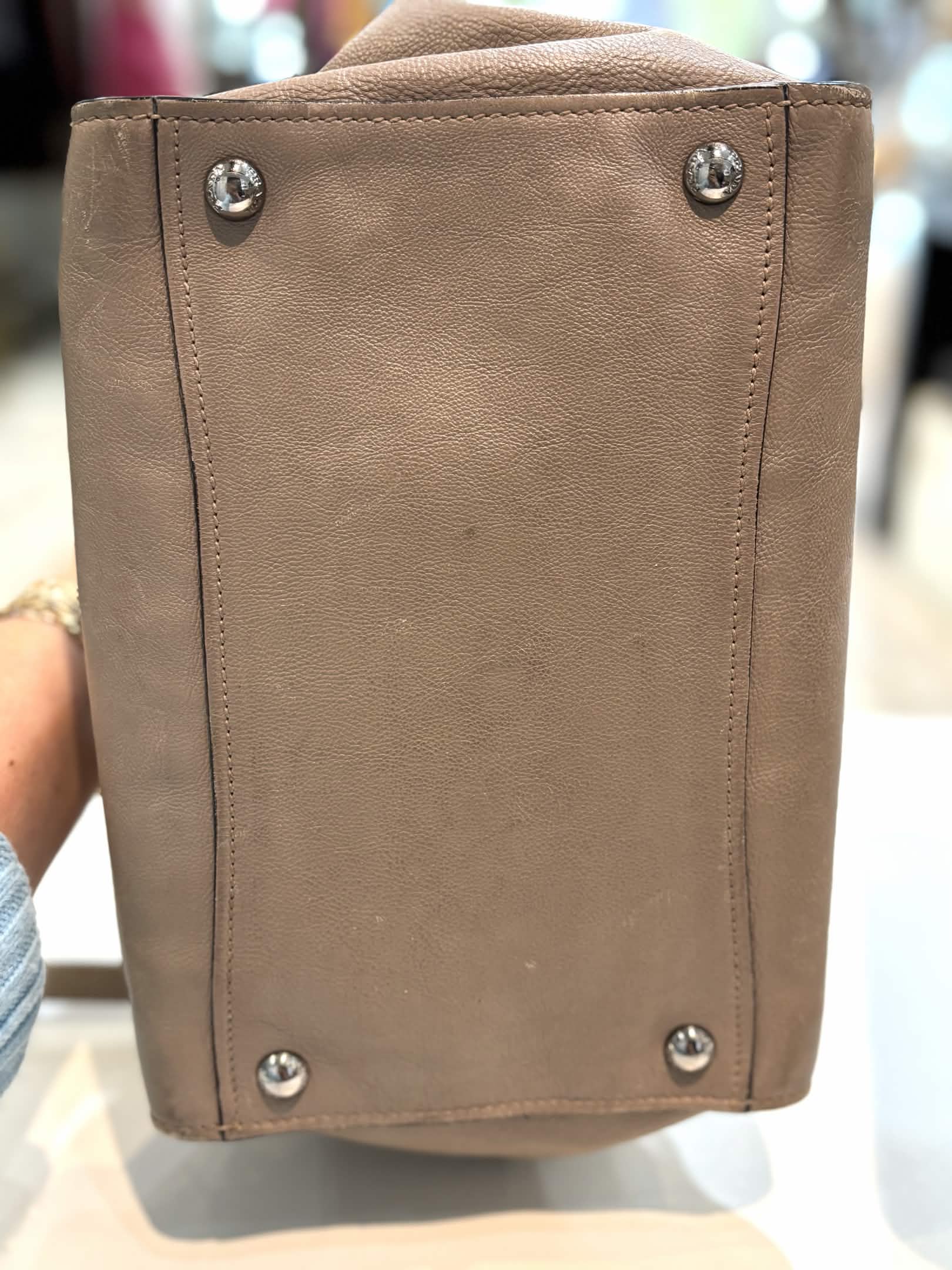 PRADA GLACE LEATHER TWIN POCKET DOUBLE HANDLE TOTE BAG