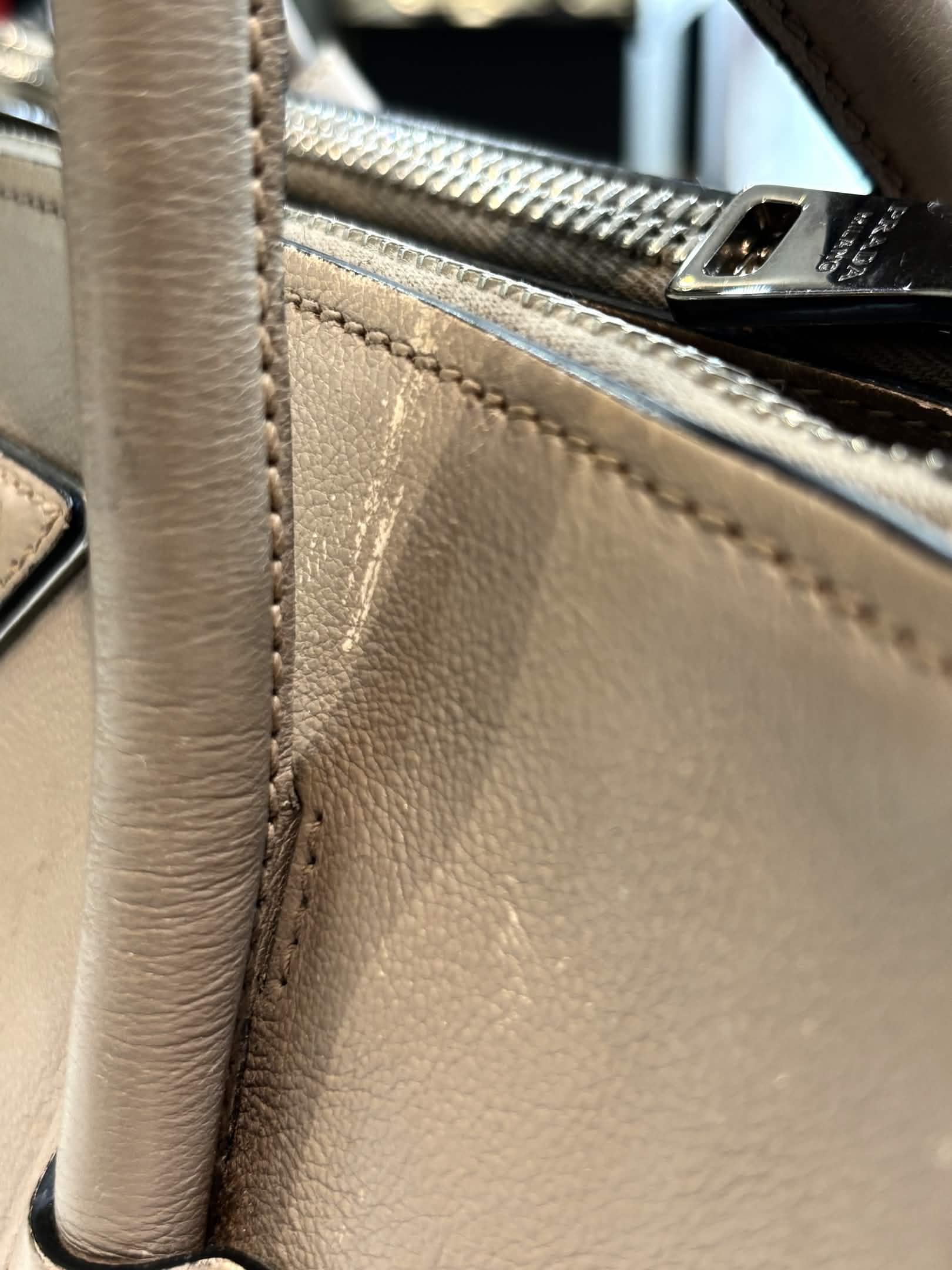 PRADA GLACE LEATHER TWIN POCKET DOUBLE HANDLE TOTE BAG