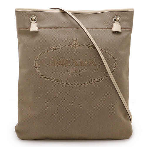 PRADA JACQUARD CANVAS CANAPA LOGO SHOULDER BAG