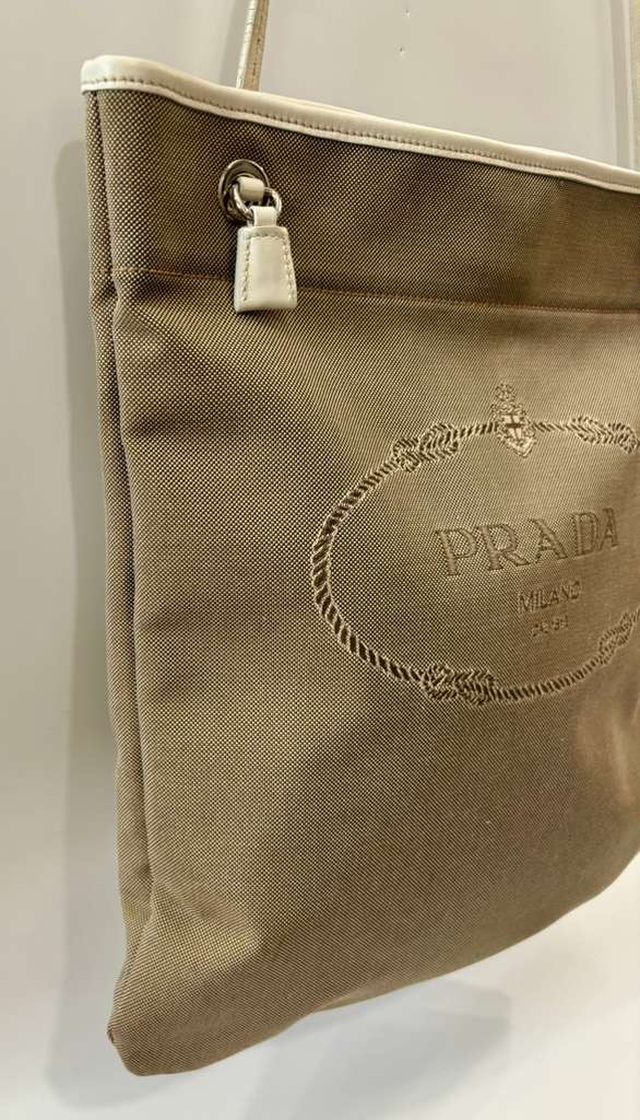 PRADA JACQUARD CANVAS CANAPA LOGO SHOULDER BAG