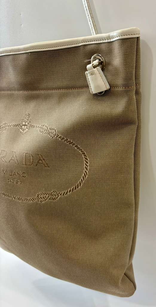 PRADA JACQUARD CANVAS CANAPA LOGO SHOULDER BAG