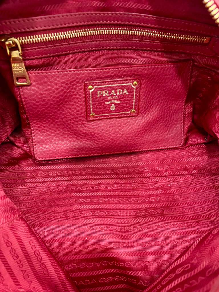 PRADA RUBINO VITELLO DAINO CALFSKIN LEATHER BAULETTO BAG