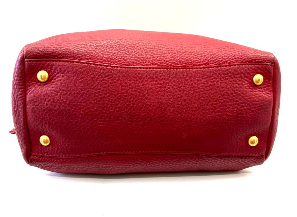 PRADA RUBINO VITELLO DAINO CALFSKIN LEATHER BAULETTO BAG