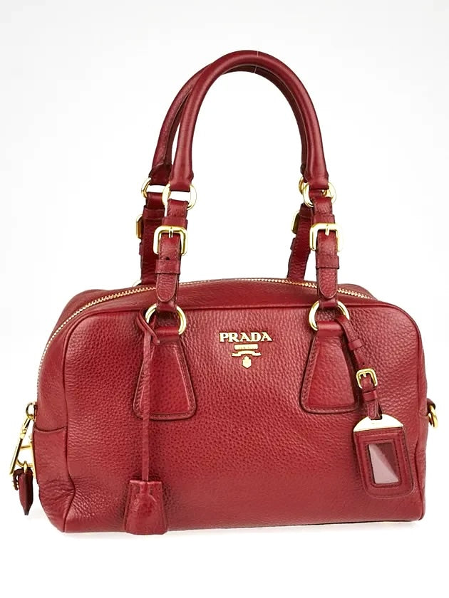 PRADA RUBINO VITELLO DAINO CALFSKIN LEATHER BAULETTO BAG