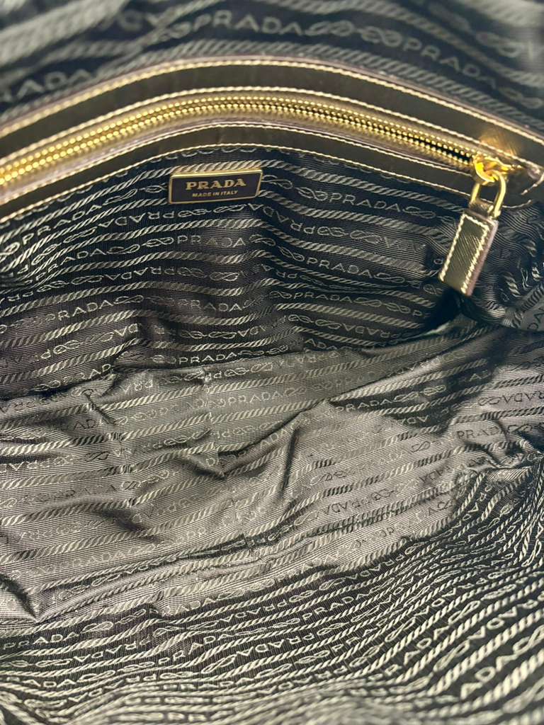 PRADA SAFFIANO LEATHER TRIMMED BOWLER BAG