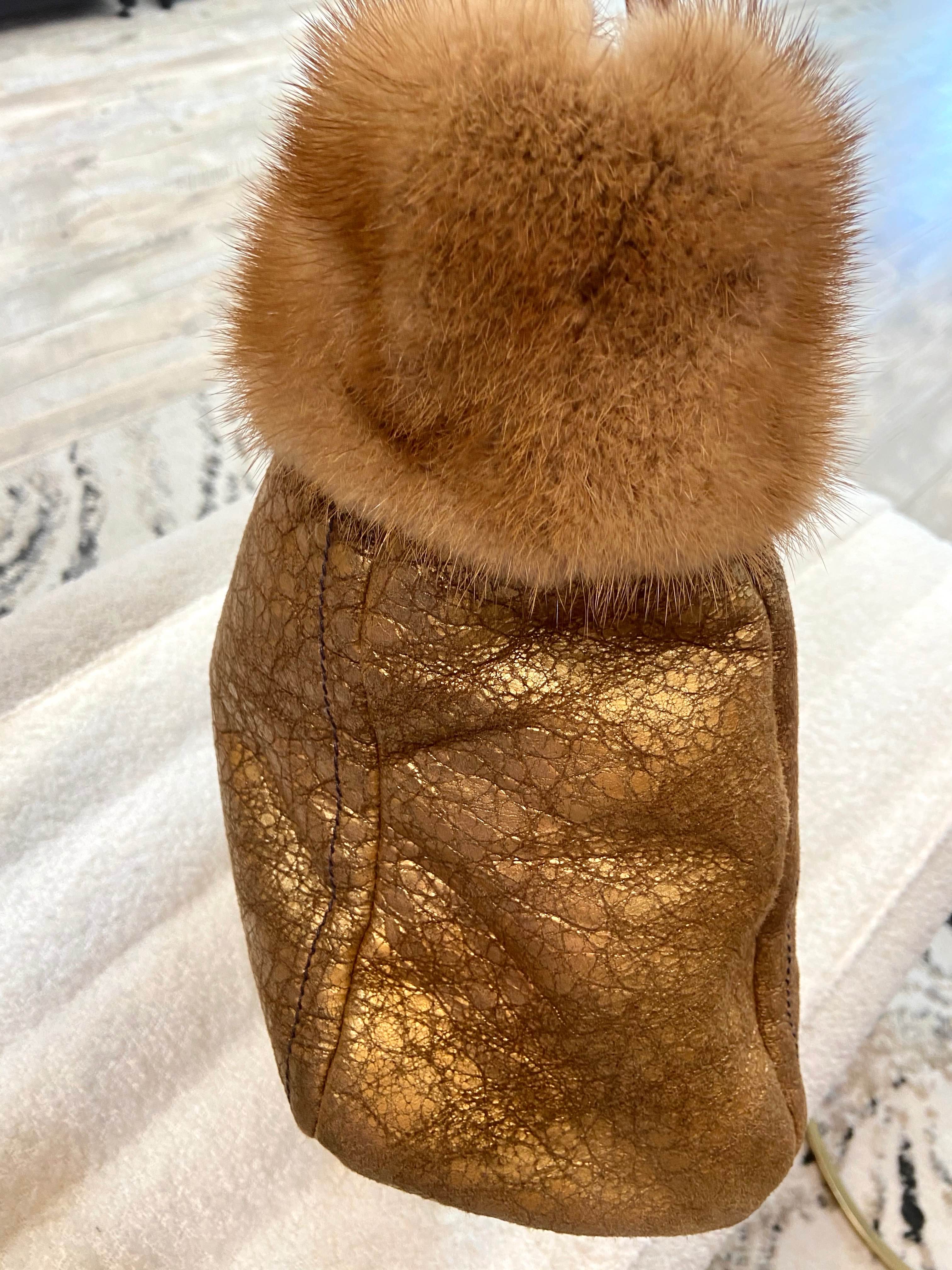 PRADA SHEARLING MINK TRIM TOTE