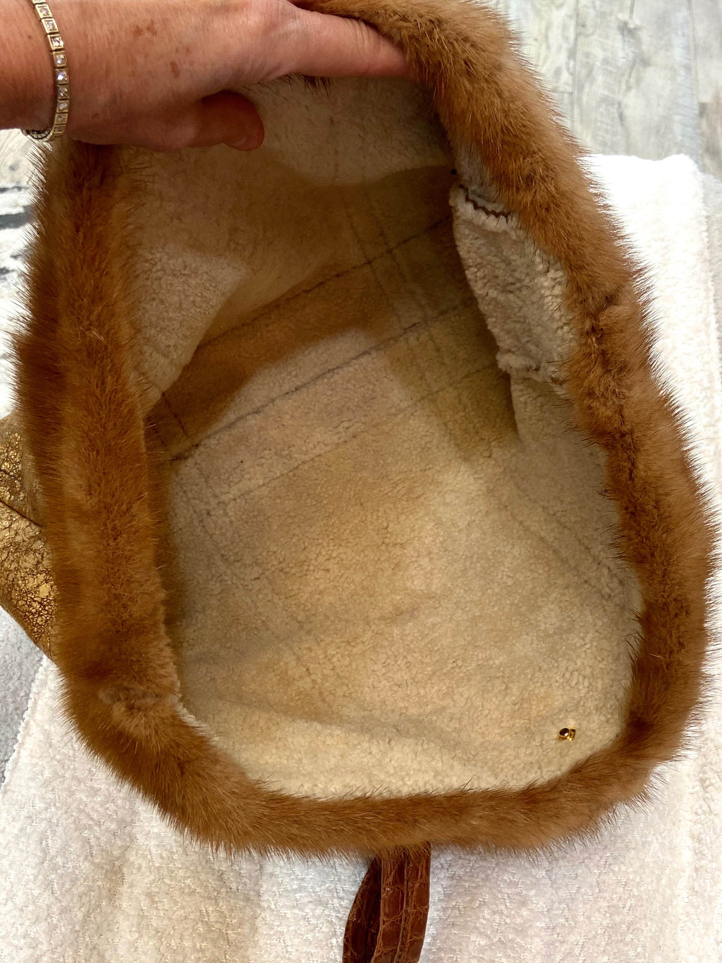 PRADA SHEARLING MINK TRIM TOTE