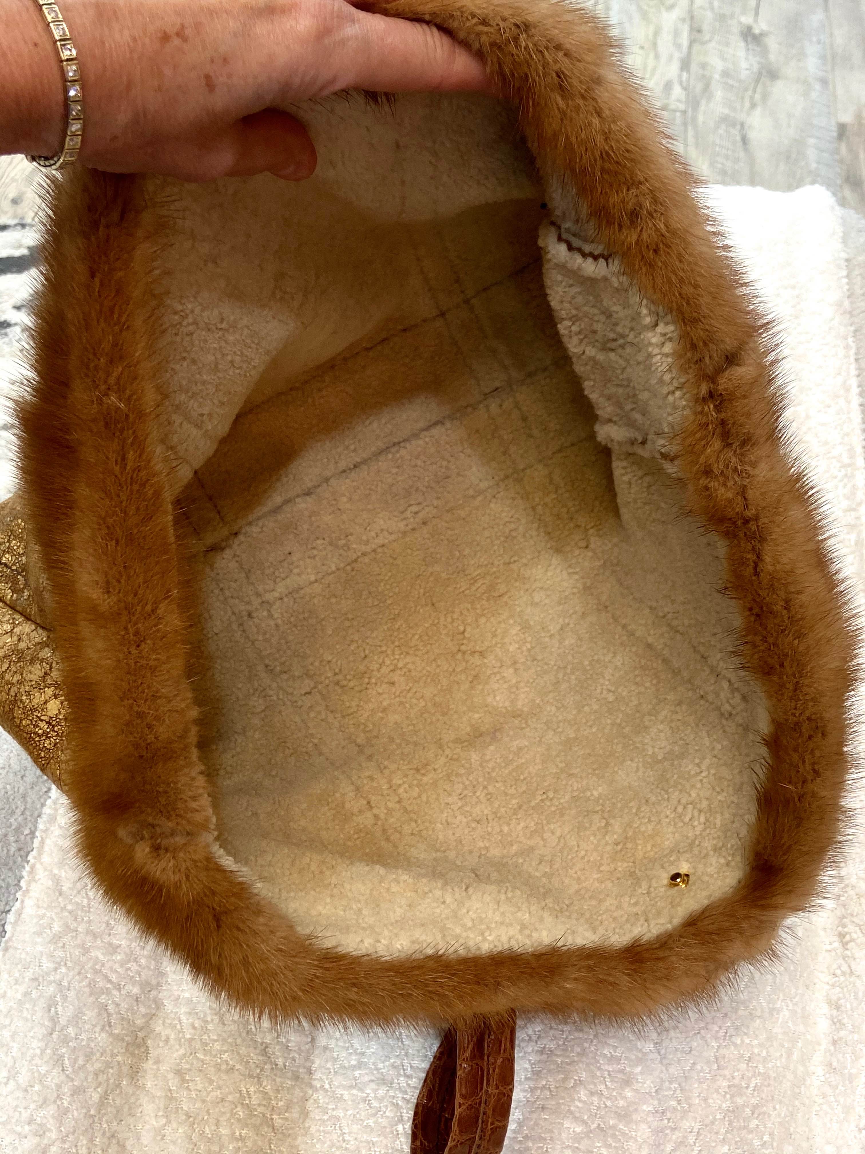 PRADA SHEARLING MINK TRIM TOTE