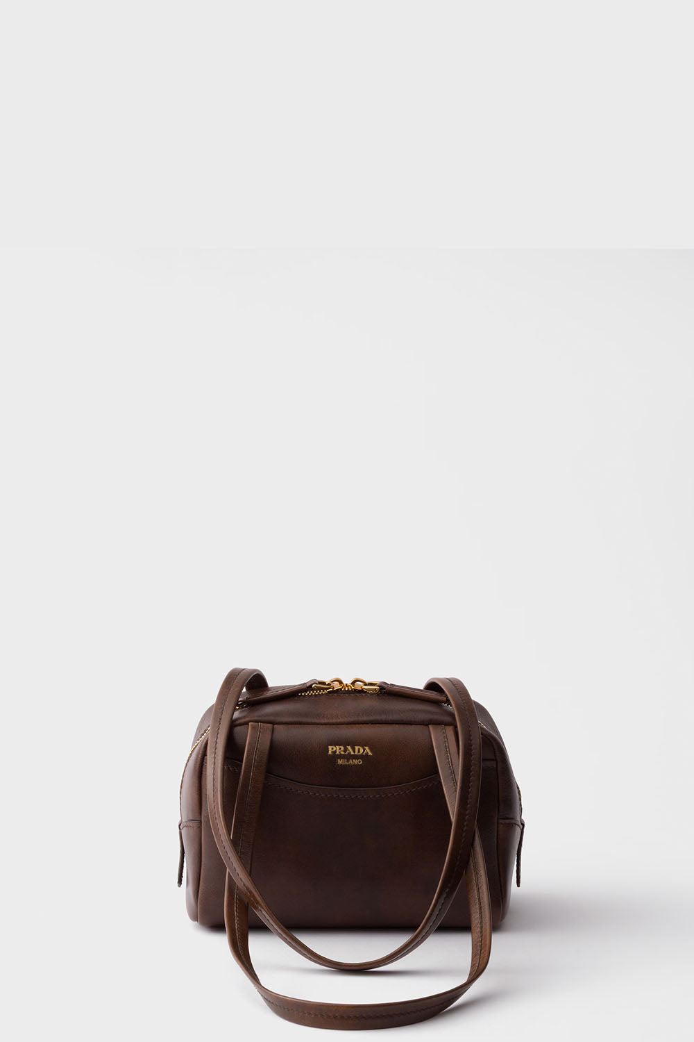 Prada Carry Antiqued Leather Top-Handle Mini-Bag