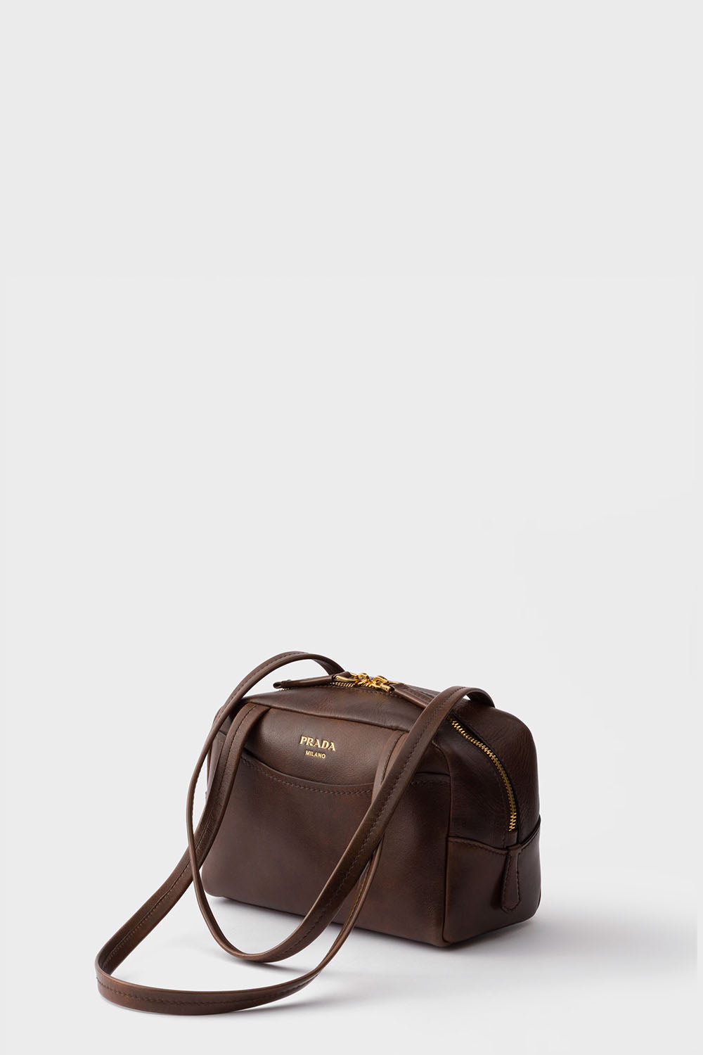 Prada Carry Antiqued Leather Top-Handle Mini-Bag