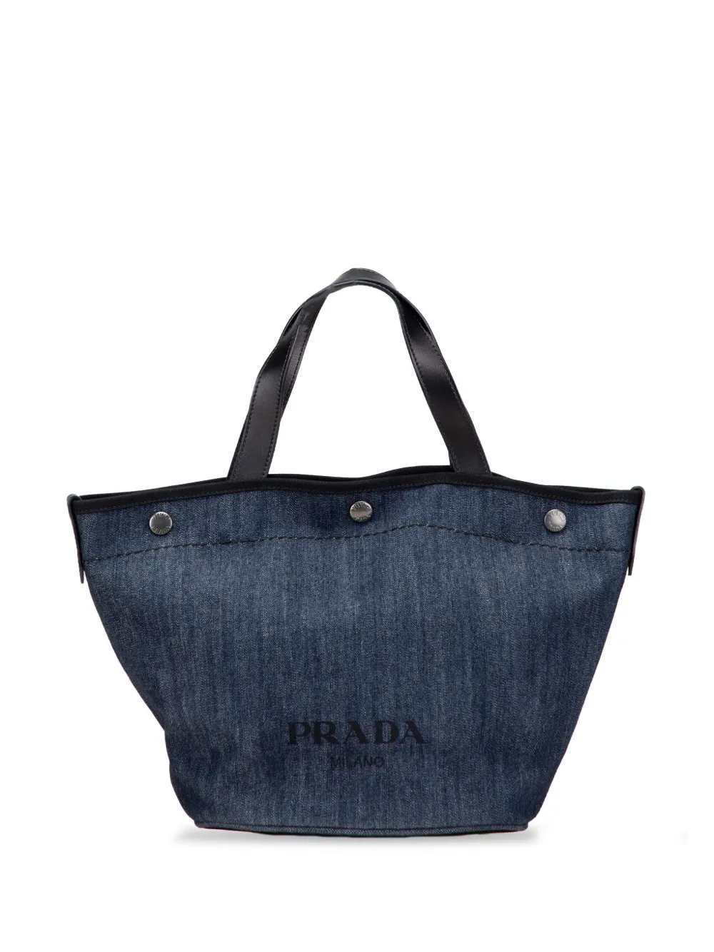 PRADA 2-WAY DENIM LOGO TOTE BAG WITH SHOULDER STRAP
