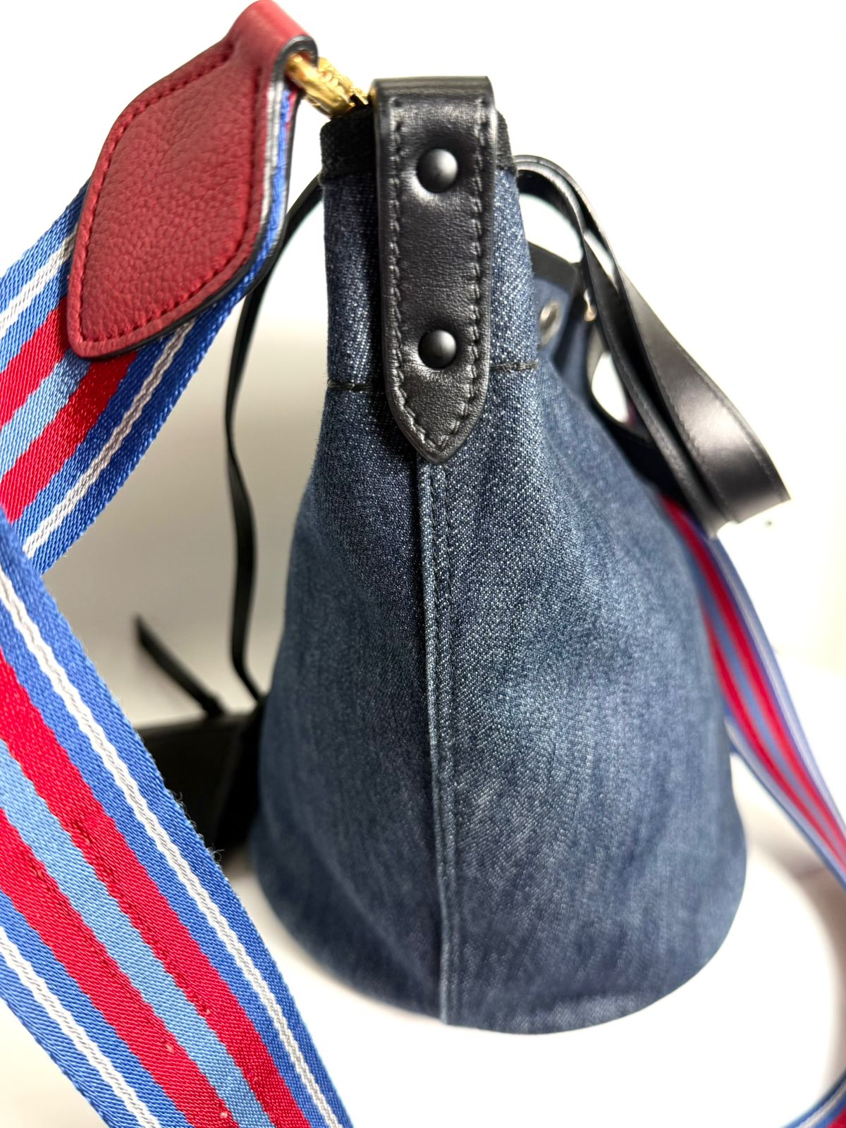 PRADA 2-WAY DENIM LOGO TOTE BAG WITH SHOULDER STRAP