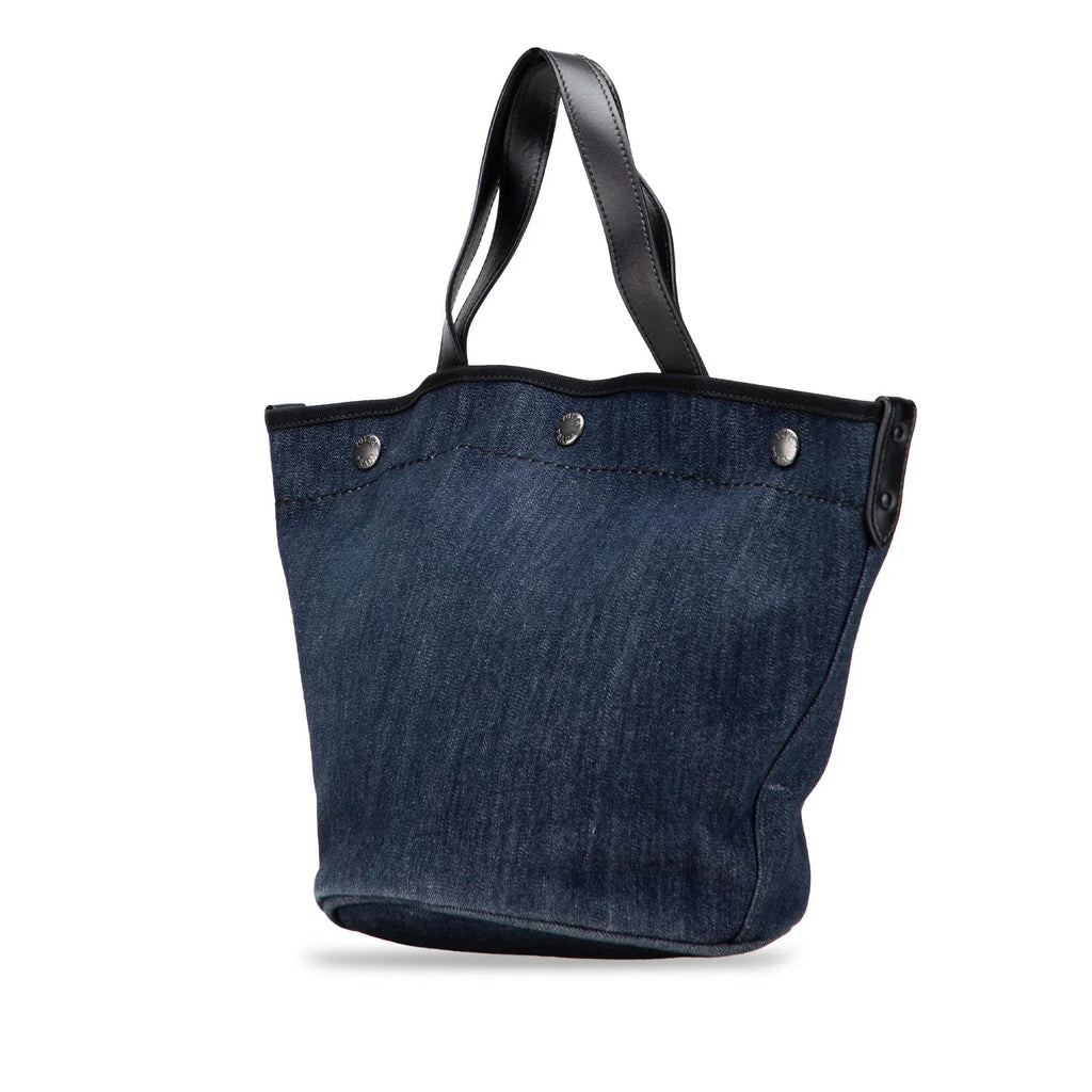 PRADA 2-WAY DENIM LOGO TOTE BAG WITH SHOULDER STRAP