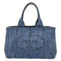 PRADA CANAPA DENIM SHOPPER TOTE BAG