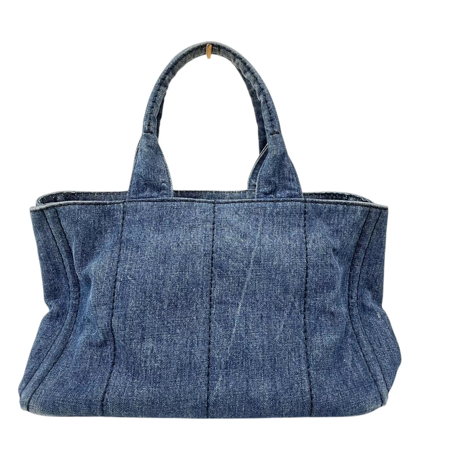 PRADA CANAPA DENIM SHOPPER TOTE BAG