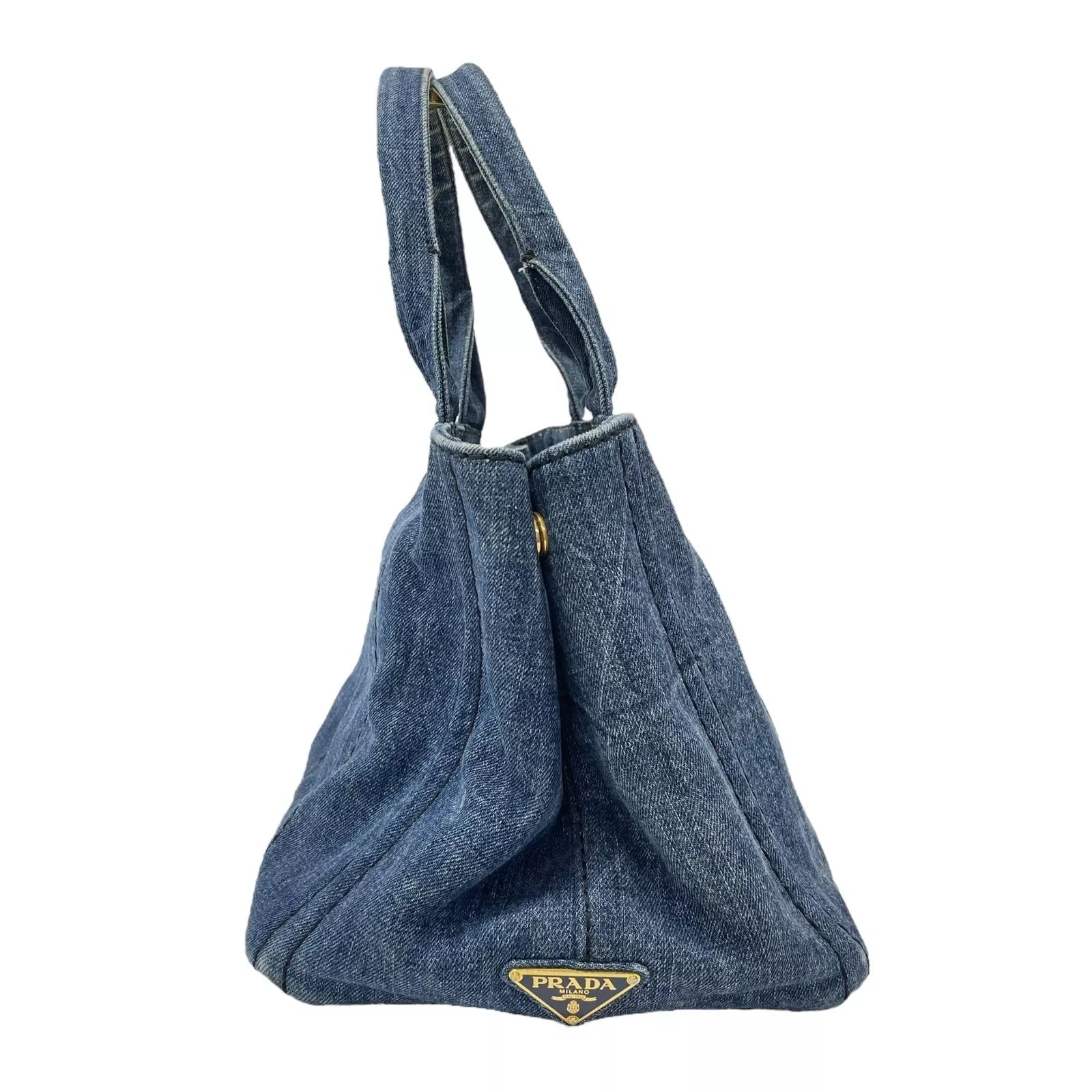 PRADA CANAPA DENIM SHOPPER TOTE BAG