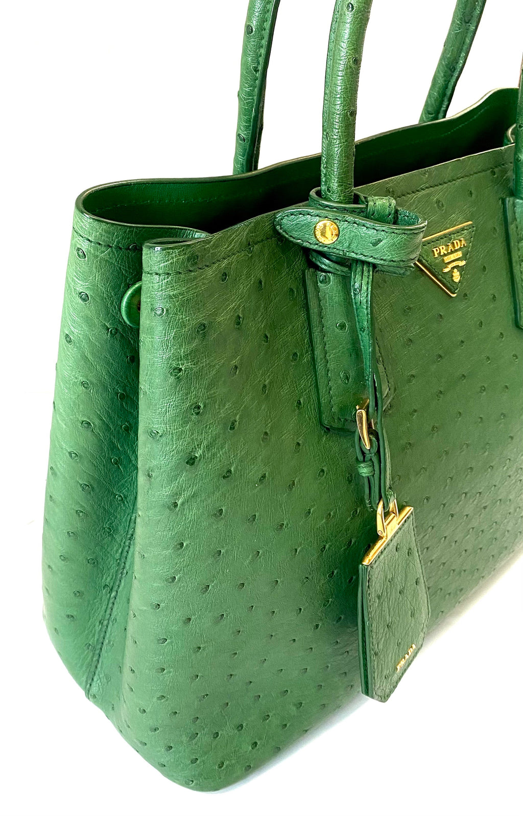 PRADA GALLERIA OSTRICH LEATHER MEDIUM TOTE BAG