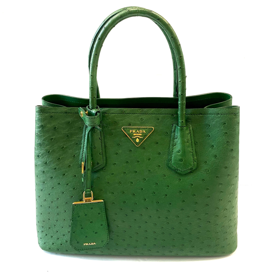 PRADA GALLERIA OSTRICH LEATHER MEDIUM TOTE BAG
