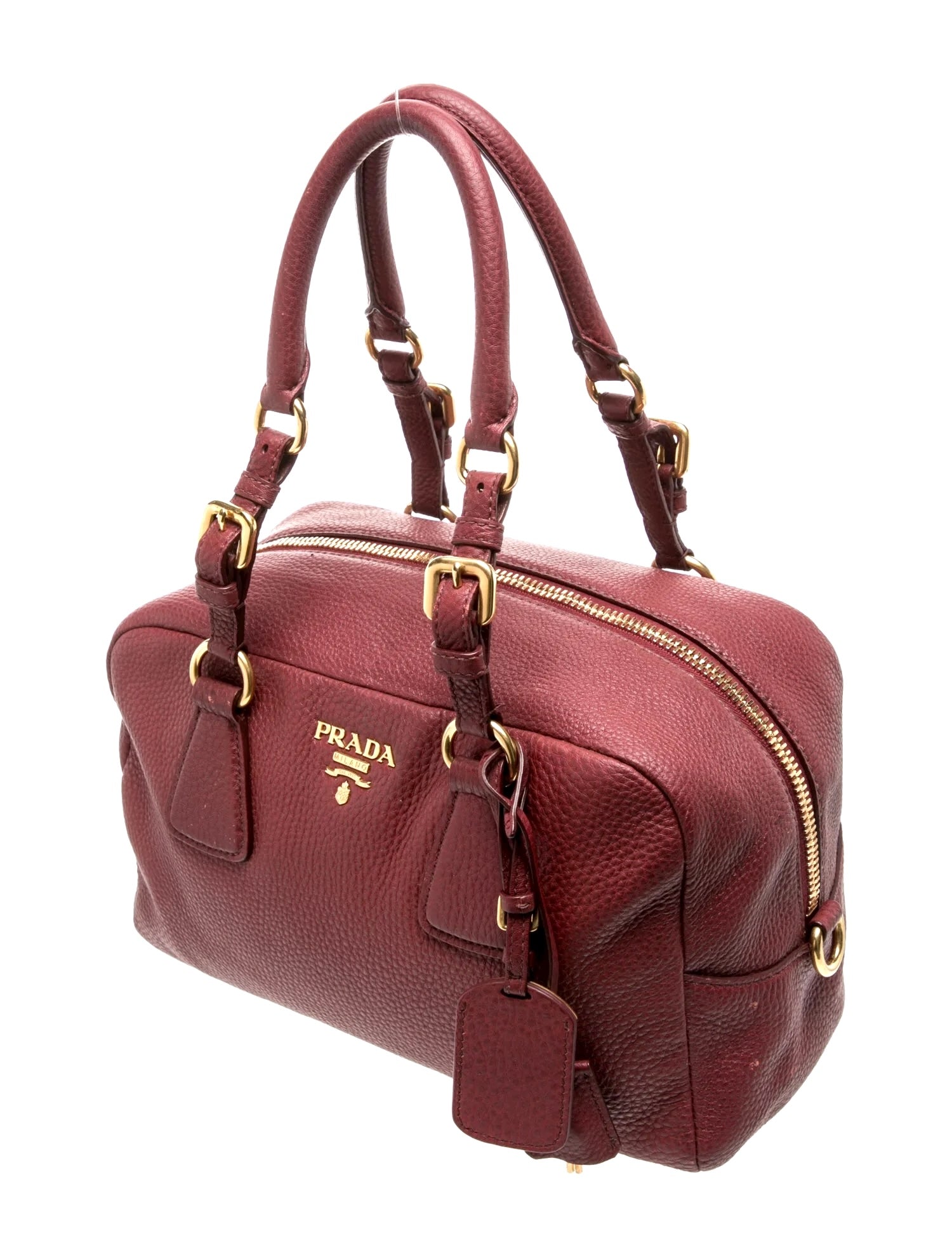 PRADA RUBINO VITELLO DAINO CALFSKIN LEATHER BAULETTO BAG