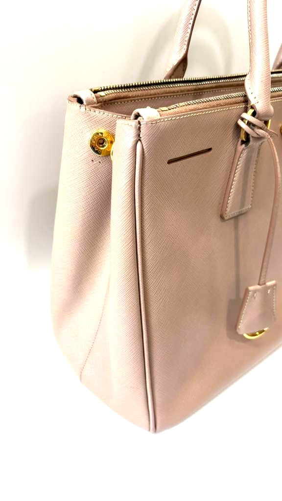 PRADA SAFFIANO LUX LEATHER GALLERIA DOUBLE ZIP MEDIUM TOTE BAG
