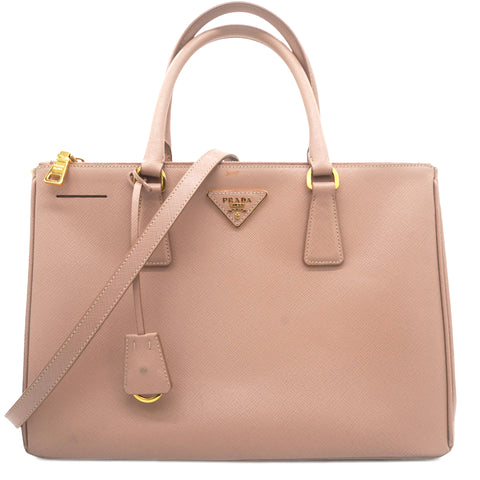 PRADA SAFFIANO LUX LEATHER GALLERIA DOUBLE ZIP MEDIUM TOTE BAG