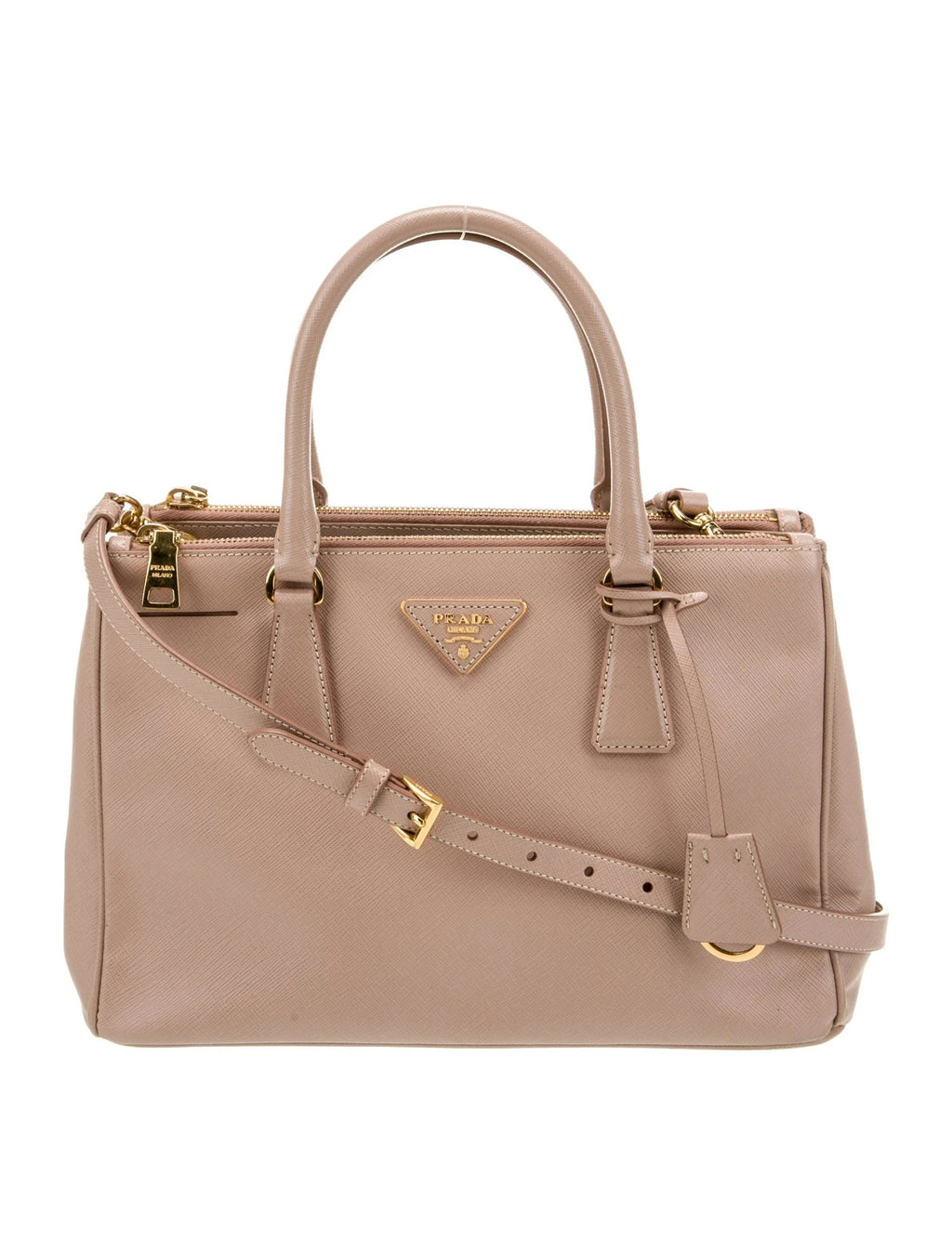 PRADA SAFFIANO LUX LEATHER GALLERIA DOUBLE ZIP MEDIUM TOTE BAG