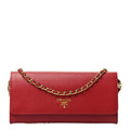 PRADA SAFFIANO LUX LEATHER ORO WALLET ON CHAIN