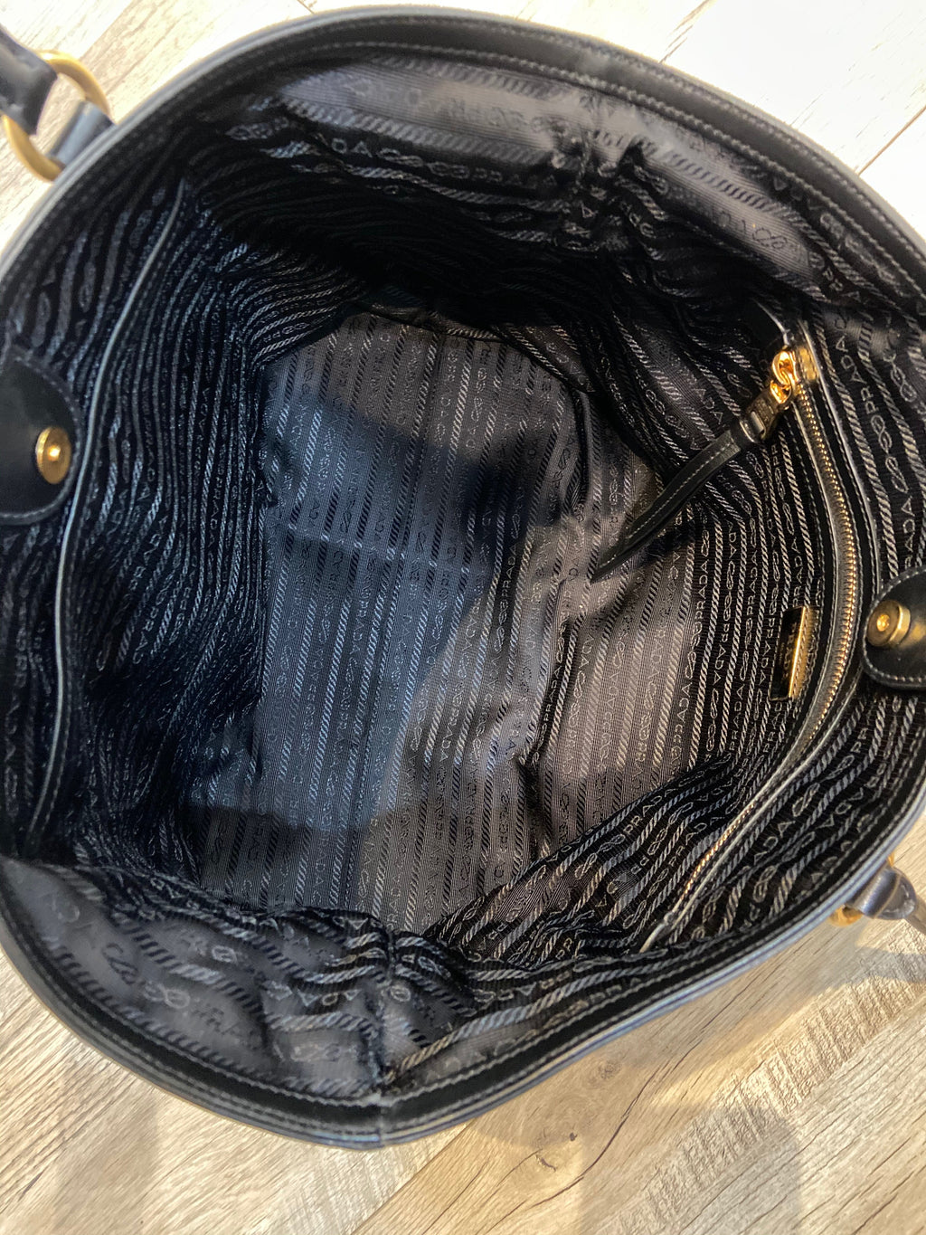 PRADA TESSUTO NYLON & CALFSKIN LEATHER SHOPPING TOTE BAG