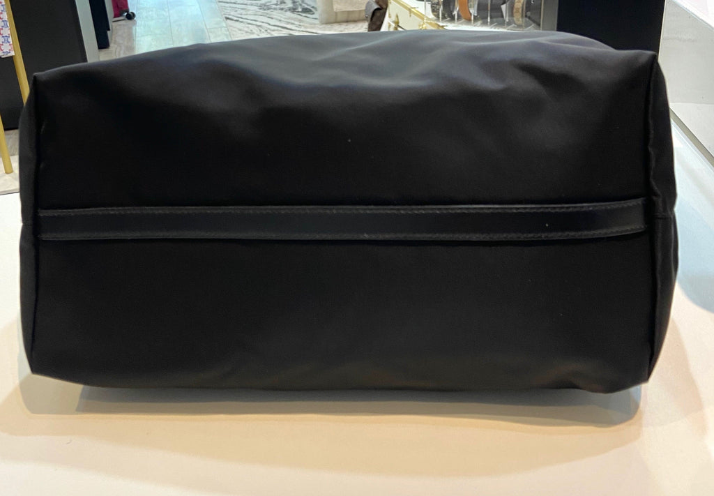 PRADA TESSUTO NYLON & CALFSKIN LEATHER SHOPPING TOTE BAG