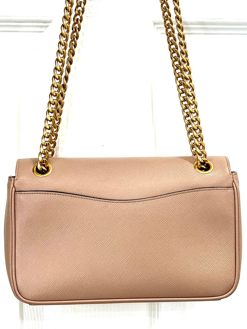 PRADA PATTINA NUDE SAFFIANO LEATHER SHOULDER BAG