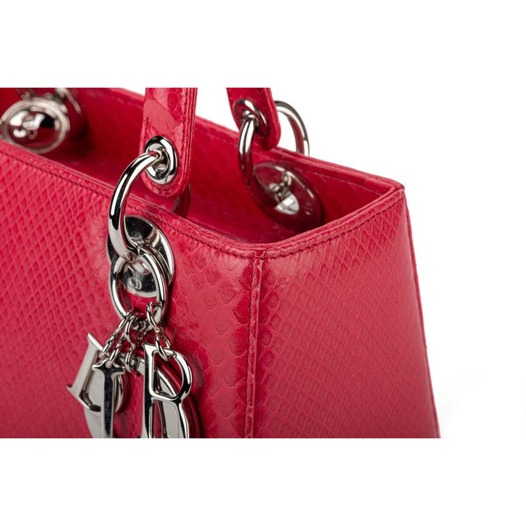 CHRISTIAN DIOR LARGE LADY DIOR PYTHON BAG