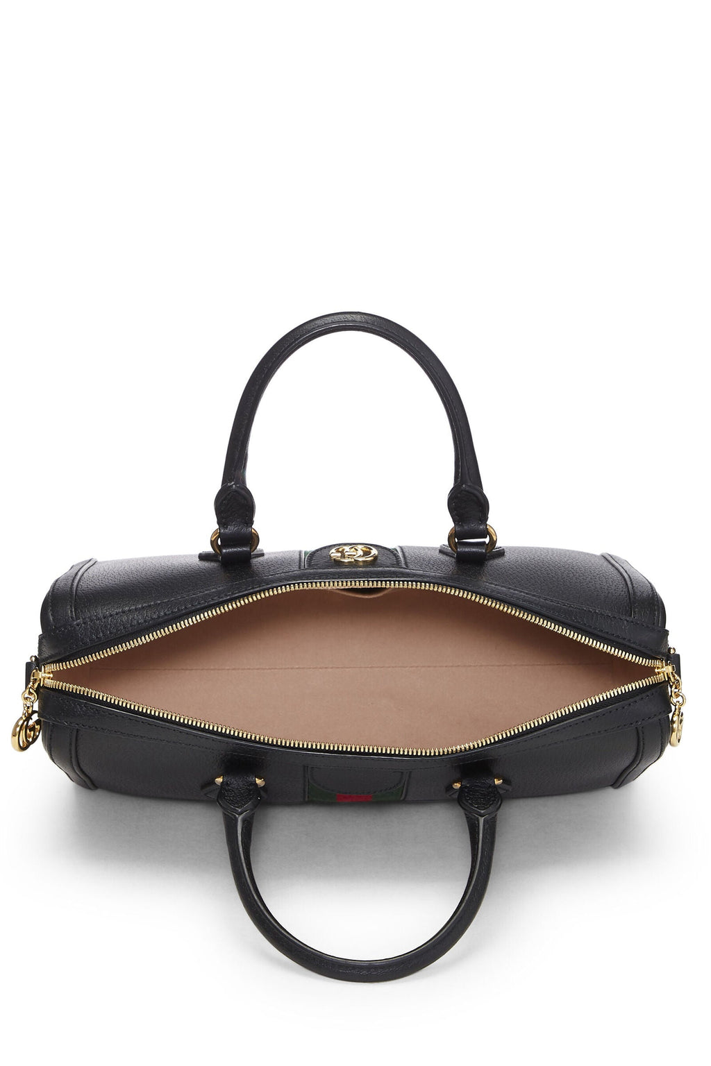 GUCCI OPHIDIA BLACK LEATHER TOP HANDLE BAG