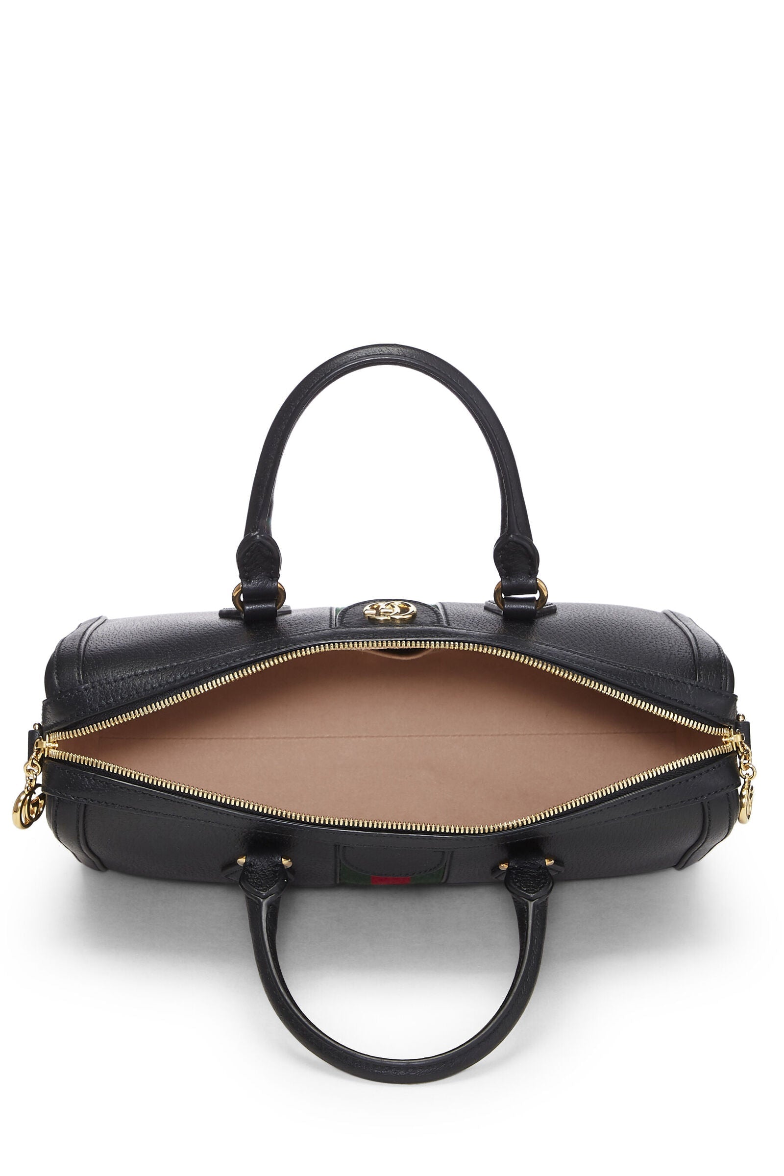 GUCCI OPHIDIA BLACK LEATHER TOP HANDLE BAG