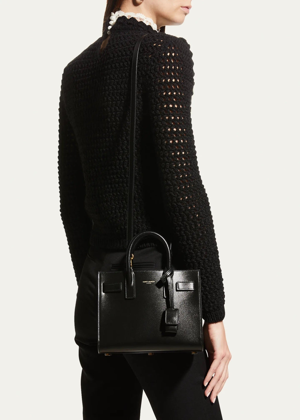 YSL SMOOTH CALF LEATHER SAC DE JOUR SHOULDER BAG