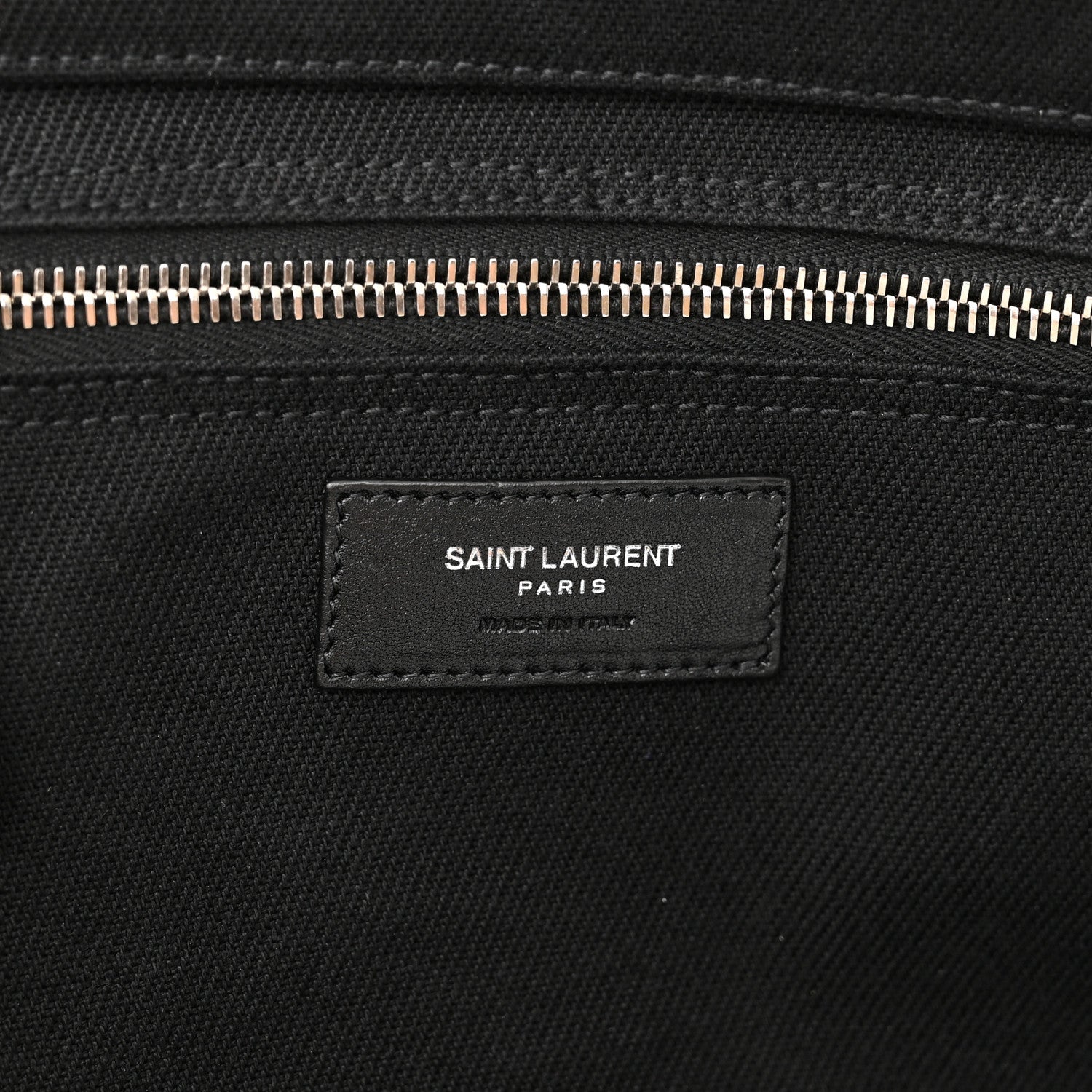 SAINT LAURENT RIVE GAUCHE LARGE CANVAS & CALFSKIN TOTE BAG