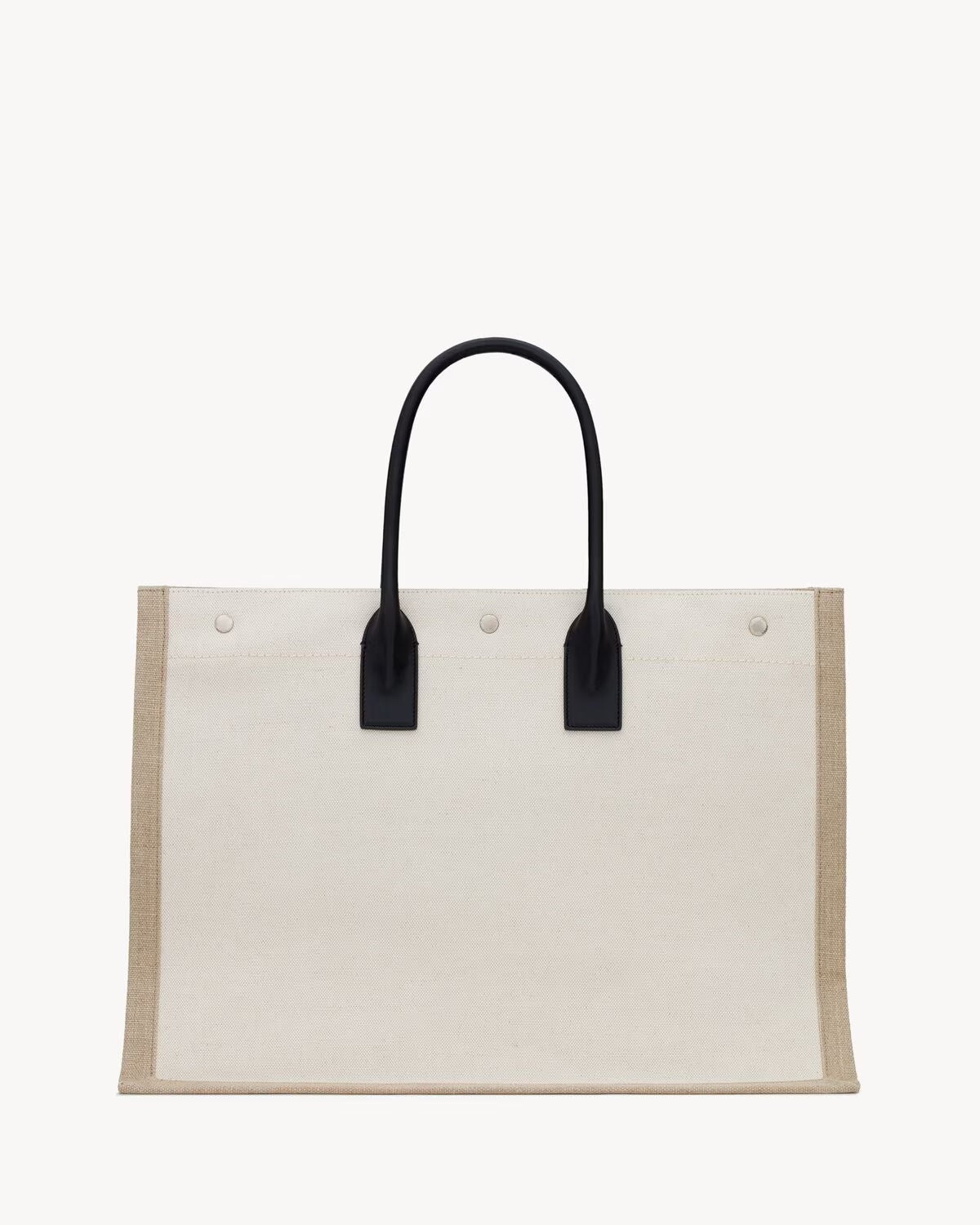 SAINT LAURENT RIVE GAUCHE LEATHER TRIMMED PRINTED CANVAS TOTE BAG