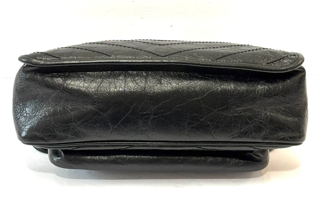 SAINT LAURENT CHEVRON NIKI 2022 BLACK SHOULDER BAG