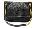 SAINT LAURENT CHEVRON NIKI 2022 BLACK SHOULDER BAG